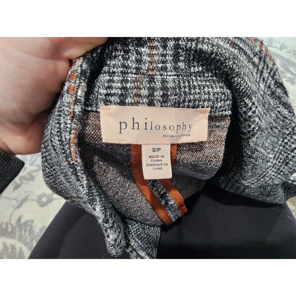 Philosophy Republic Small Houndstooth Glen Plaid Longline Blazer Jacket - Picture 7 of 9
